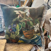 Swarm Violets canvas clutch, vintage still life print of violets and begonia