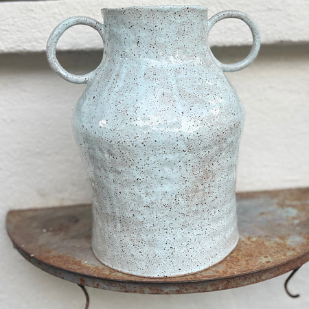 The Captains Table duck egg blue speckle vase, large