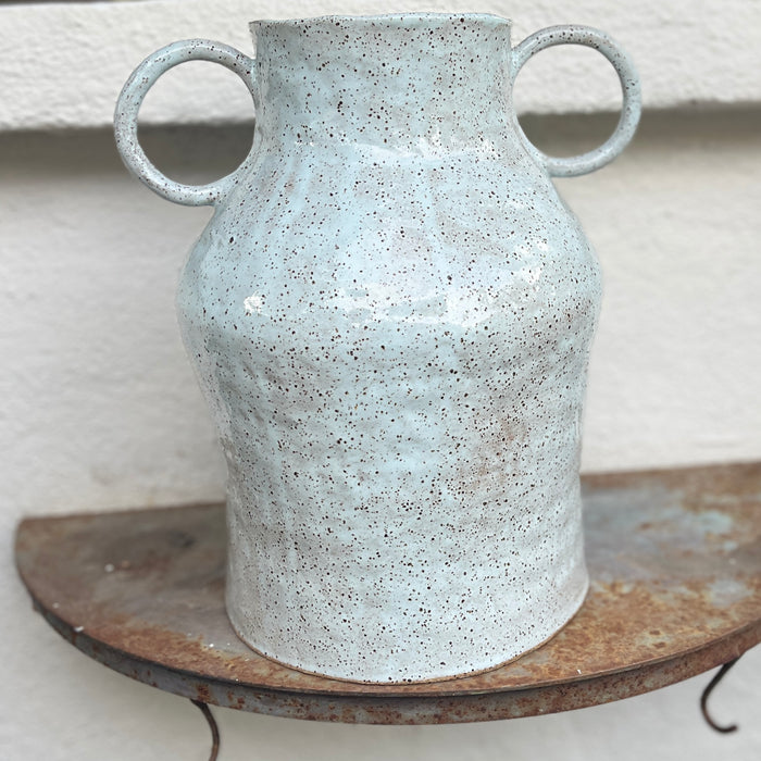 The Captains Table duck egg blue speckle vase, large