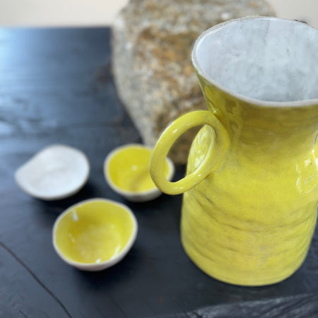 The Captains Table glazed pinch pots in lemon