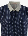 Traces of Me Anna silk blouse, navy check and striped collar detail