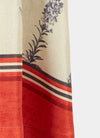 Traces of Me Ballarina silk dress, botanical print and red striped hem detail