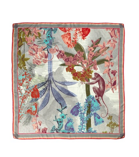 Traces of Me silk square scarf in a pink and multicolour floral print