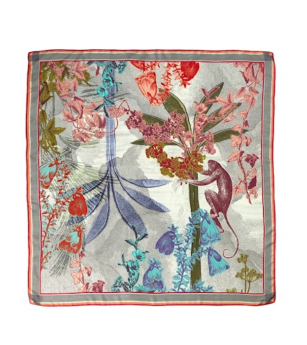 Traces of Me silk square scarf in a pink and multicolour floral print