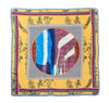 Traces of Me silk square scarf in multi print with a yellow border