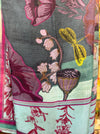 Traces of Me Poppies bouquet silk square scarf, poppy print close up