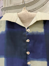 Traces of Me silk tunic dress, navy and cream check with collar and buttons