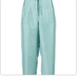 Traces of Me Still silk trousers in aqua, front view