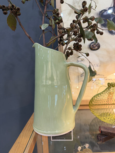 Wonki Ware pitcher in sea lettuce, alternate view