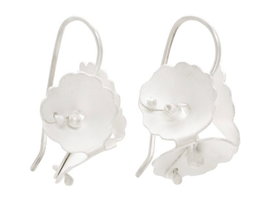 Yuko Fujita Forget-me-not silver earrings, alternate view