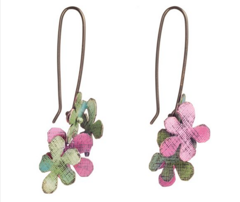 Yuko Fujita Jasmine drop earrings in pink and green, alternate view