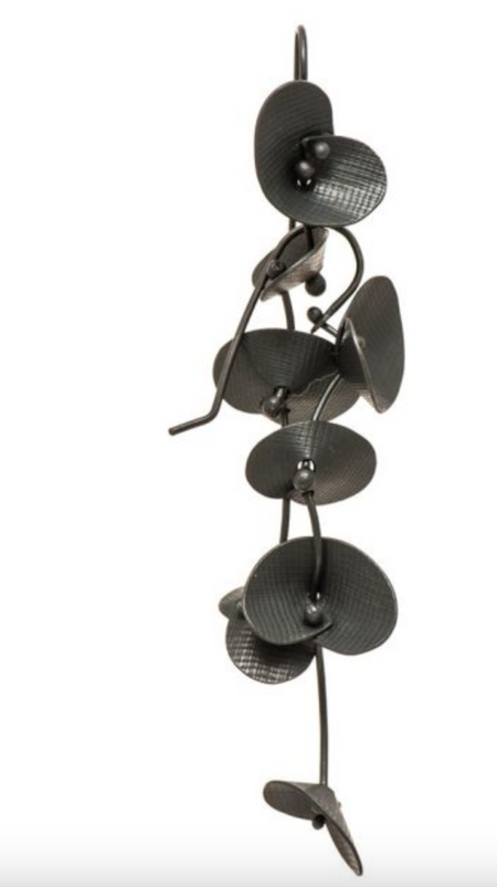 Yuko Fujita oxidised silver orchid drop earrings, alternate view