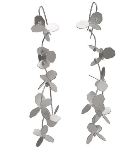 Yuko Fujita silver hydrangea drop earrings