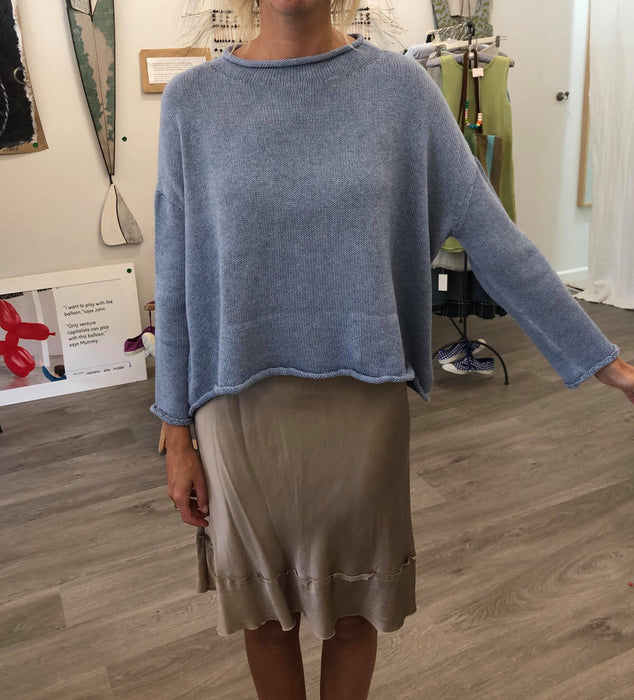 Roll neck cotton jumper