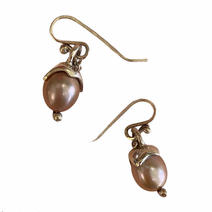 Pearl acorn earrings