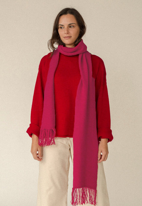Long fringed wool scarf