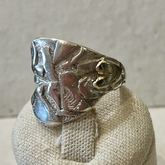 Compost Ring embossed silver and 10ct Yellow Gold