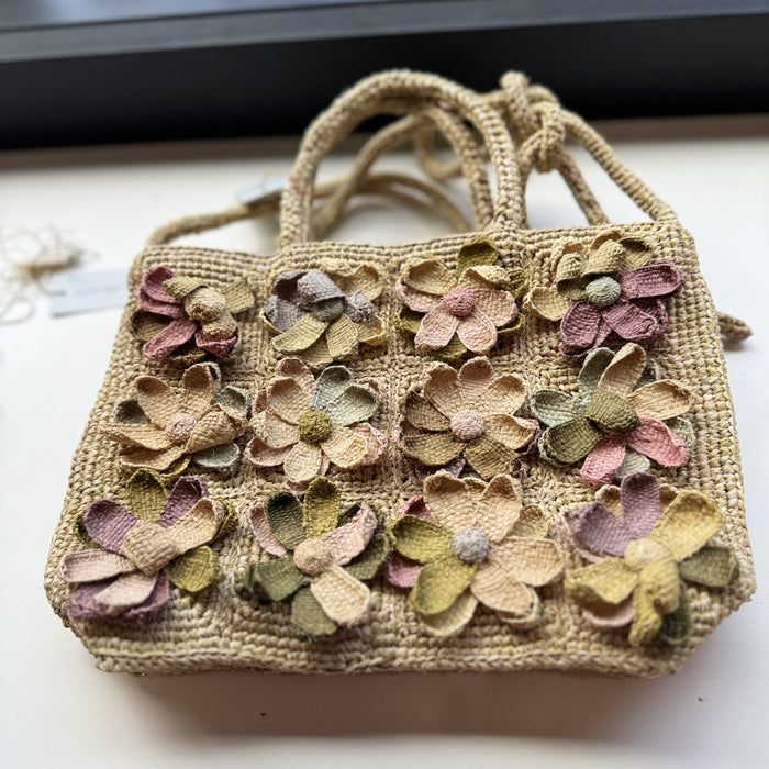 Petal power raffia tote