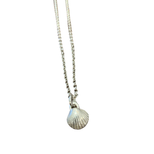 Petite silver clam shell necklace