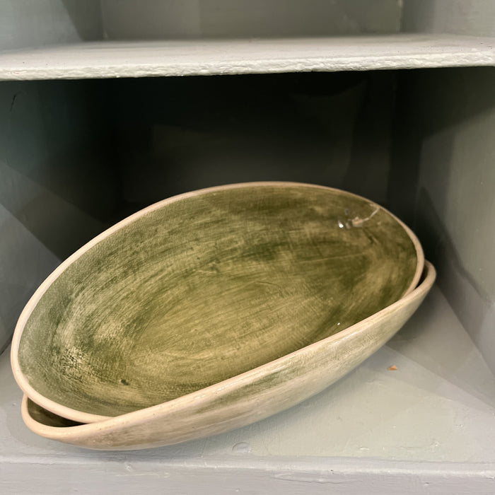 Olive pebble dish