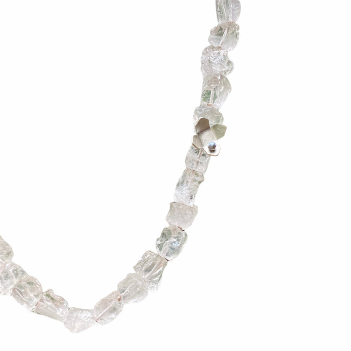 Rough rose quartz long necklace