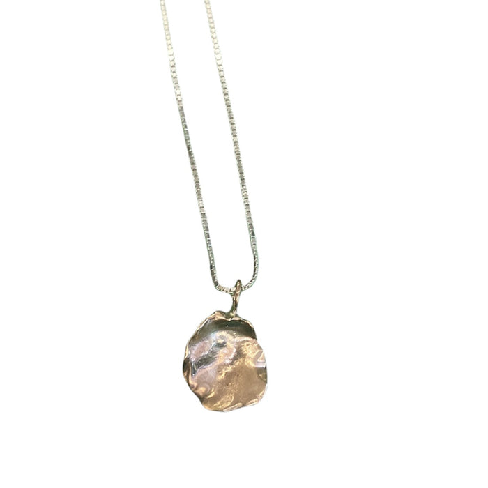 Rose gold keshi necklace on box chain