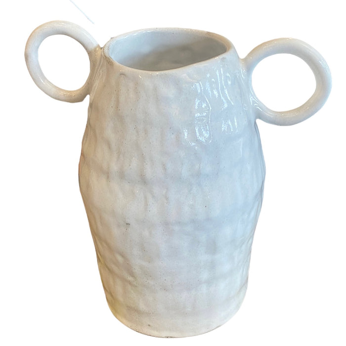 White two handled vase