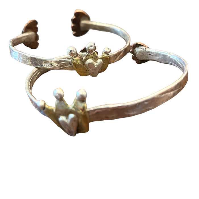 Crown cuff bangle with copper