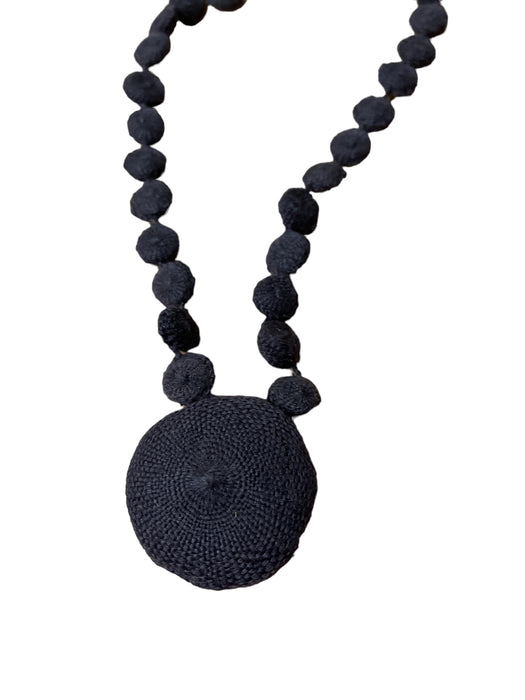 Deep purple crocheted puffy disc necklace
