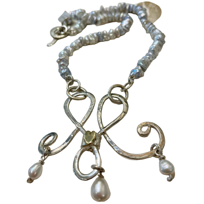 Signature silver and pearl neckpiece