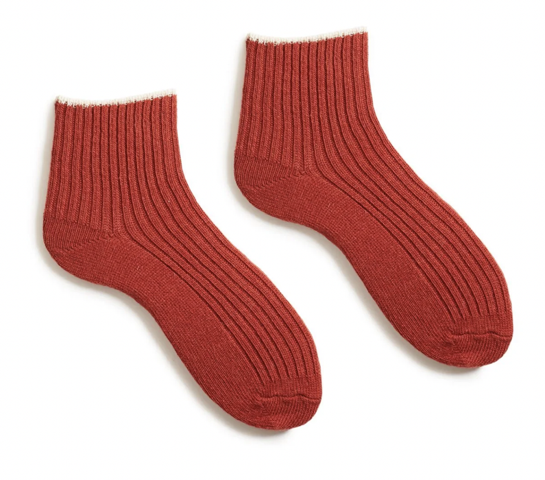 Ribbed cashmere blend short sock