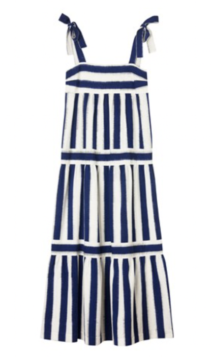 Indigo shibori stripe maxi