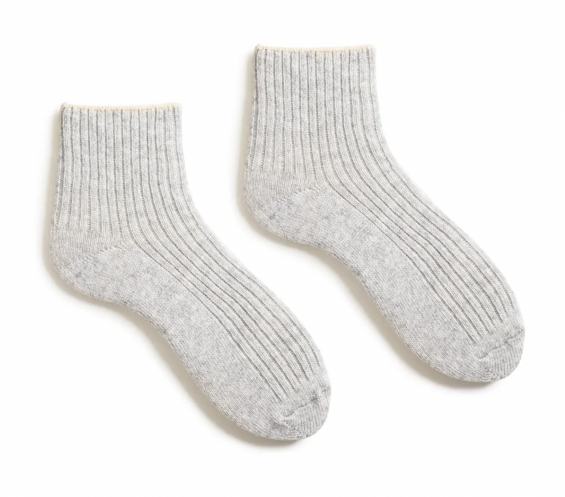 Ribbed cashmere blend short sock