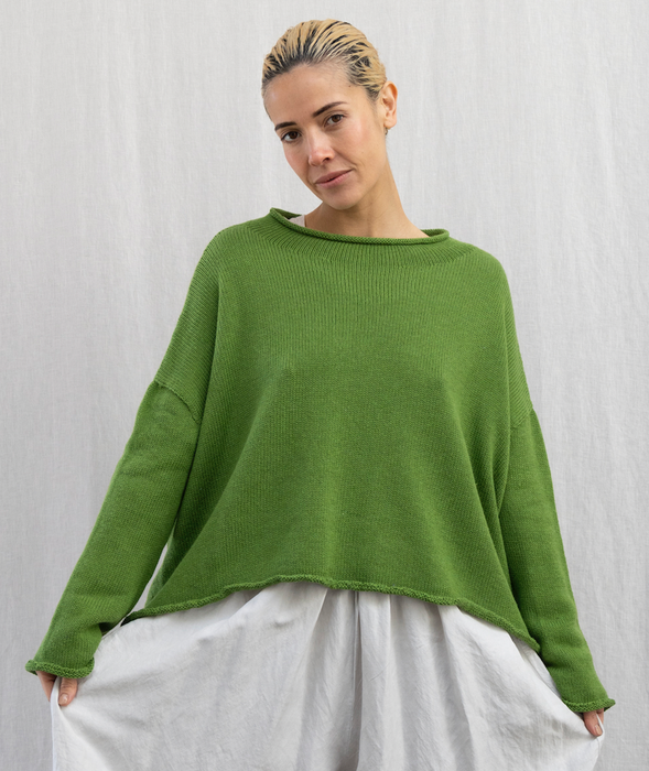Roll neck cotton jumper