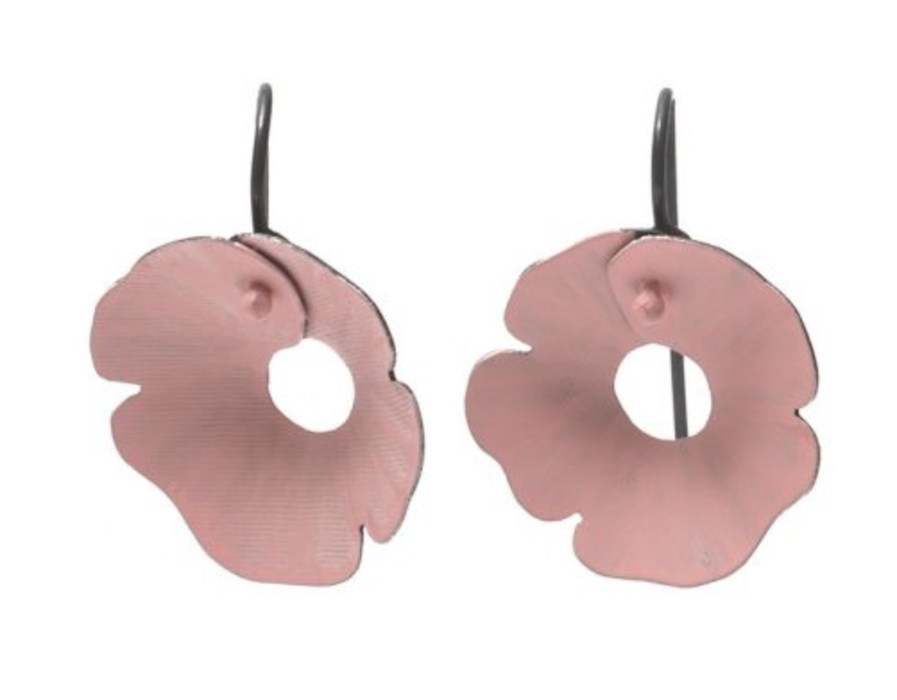 Pink anemone hook earrings