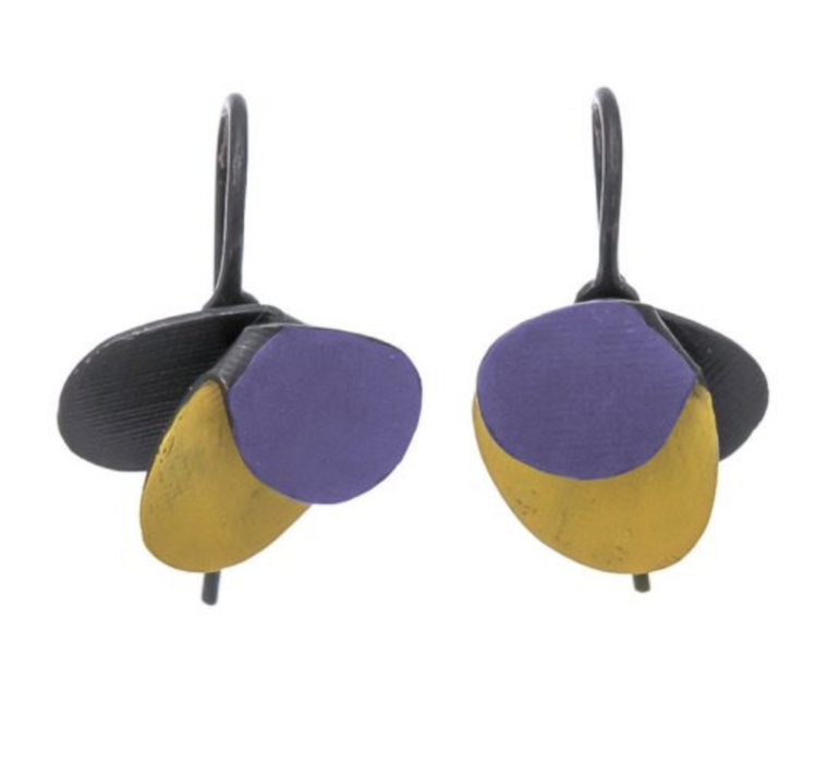 Violet petal earrings two tone earrings