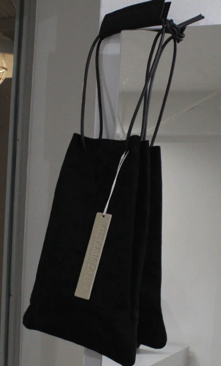Amiacalva suede drawstring pouch in dark brown, alternate view