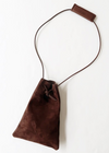 Amiacalva suede drawstring pouch in dark brown