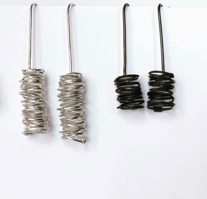 Anna Davern silver coil earrings, alternate view