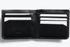 Inside the Bellroy Hide & Seek leather wallet in black, showing card slots