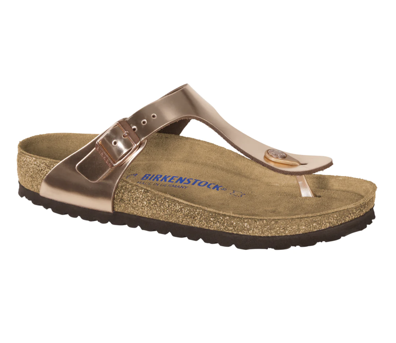 Birkenstock Gizeh thong sandal in metallic copper, side view