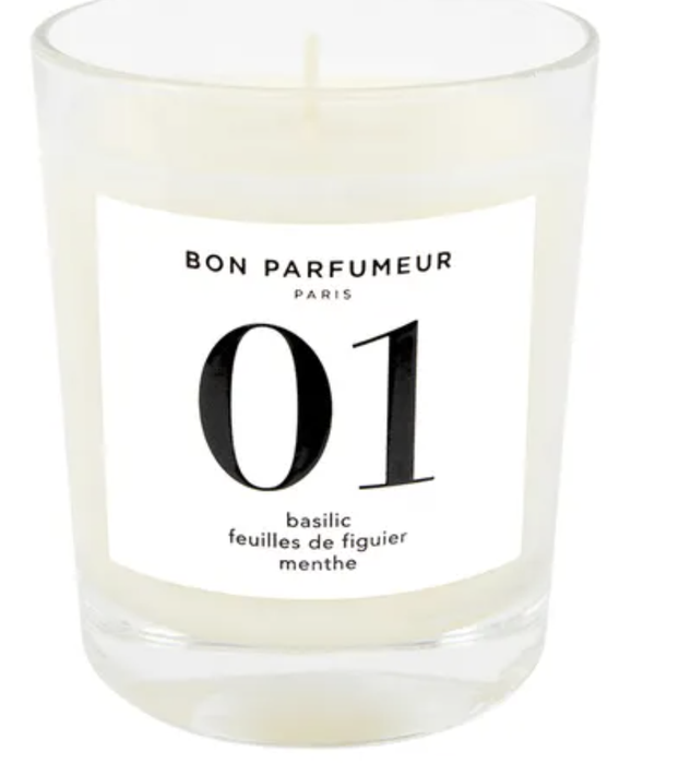 Bon Parfumeur candle 01, basil, fig and mint