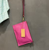 Chook Leaf zip pouch festival bag in fuschia and burgundy