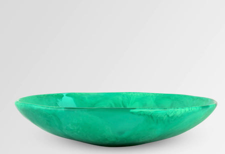 Dinosaur Designs Atelier resin salad bowl in leaf, emerald green, side view