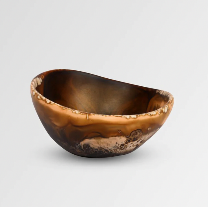 Dinosaur Designs Flow spice dish in dark horn, brown and amber resin