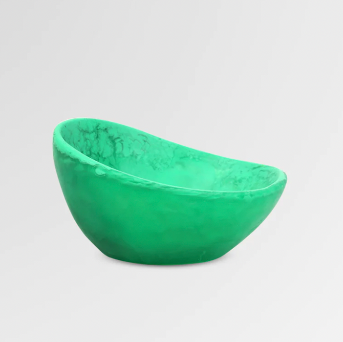 Dinosaur Designs Flow spice dish in bright green resin, side view