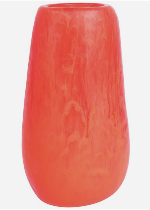 Dinosaur Designs Grand pebble vase in lychee, coral red swirled resin
