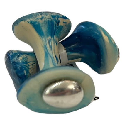Dinosaur Designs Mineral button cufflinks in blue lagoon resin, close-up
