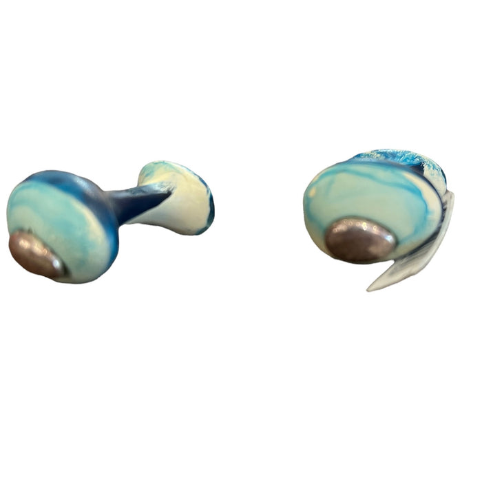 Dinosaur Designs Mineral button cufflinks in blue lagoon resin with silver, pair