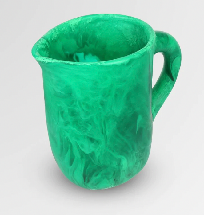 Dinosaur Designs large Rock jug in leaf, emerald green marbled resin